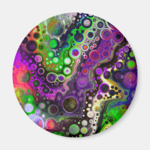 Purple, Lime Green, Black Fluid Art Magnet