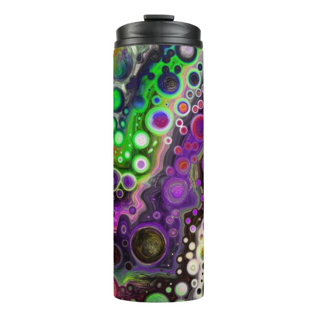 Purple, Lime Green, Black Fluid Art    Thermal Tumbler (Front)