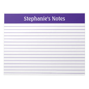 Purple Lined 11 x 8.5 Landscape Personalized Notepad