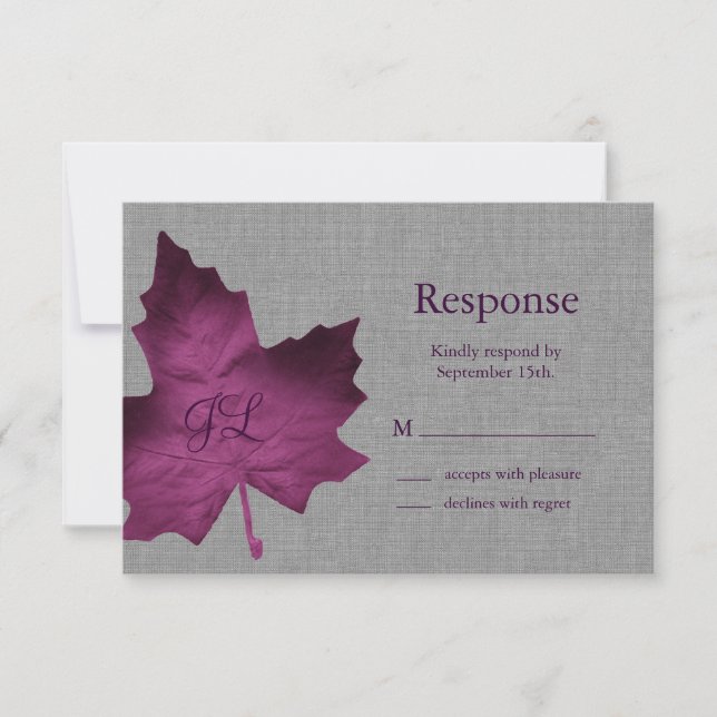Purple Linen Monogrammed RSVP (Front)