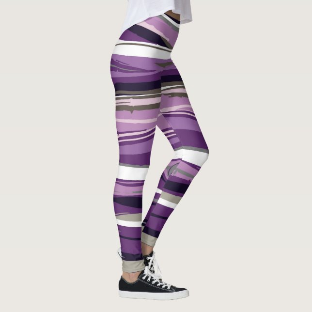 Purple lines abstract shapes design Leggings (Right)