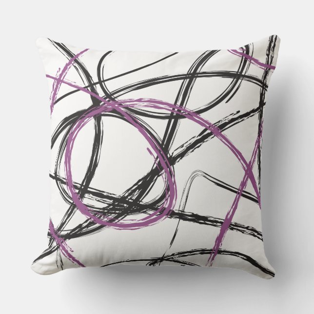 PURPLE LINES DESIGN Retro Throw Pillow (Front)