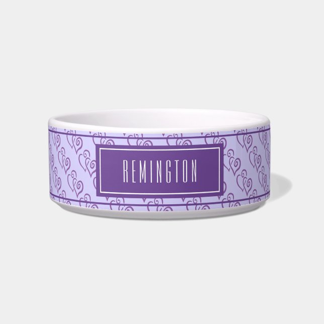 Purple Linked Heart Pattern On Purple Custom Bowl (Front)