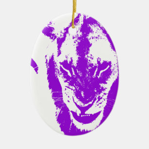 Purple Lion King Ceramic Ornament