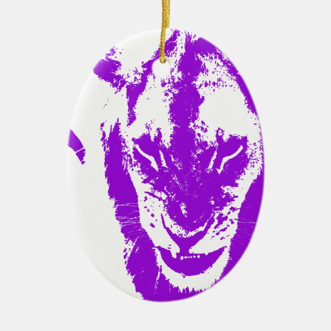 Purple Lion King Ceramic Ornament (Front)