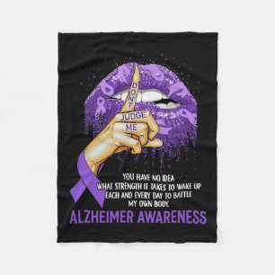 Purple Lips Alzheimerheimer Awareness Ribbon Don't Fleece Blanket