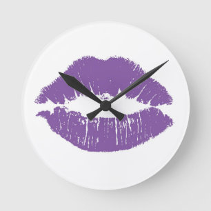 Purple Lips Clock