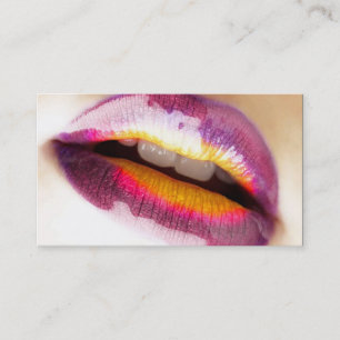 Purple lips, multicolour lip design business card