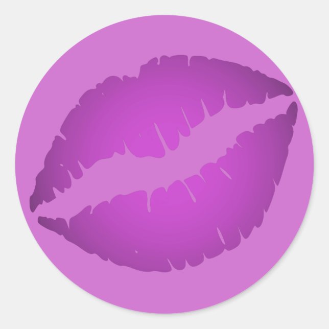 Purple Lipstick Classic Round Sticker (Front)