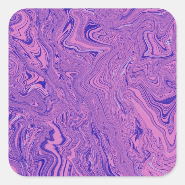 Purple Liquid Marble Abstract Pattern Square Sticker (Front)
