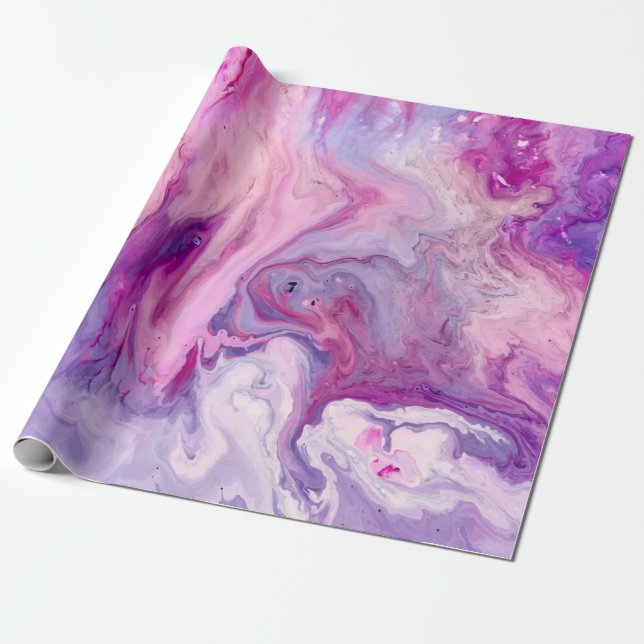 Purple Liquid Marbled Agate Wrapping Paper (Unrolled)