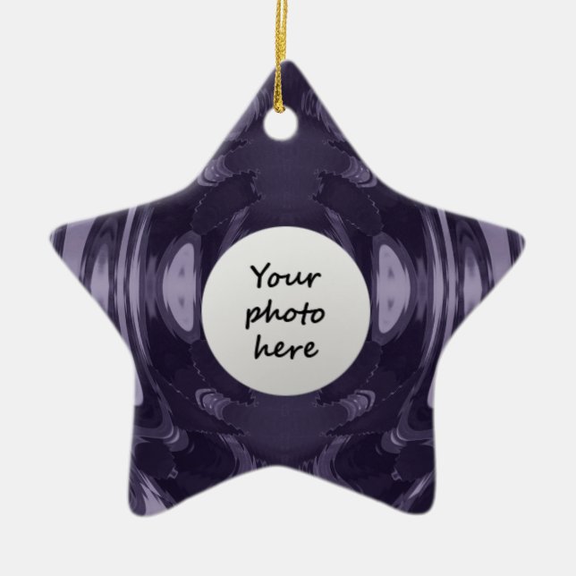 Purple Liquid Mirror Abstract Pattern Art Ceramic Ornament (Front)
