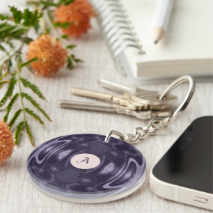 Purple Liquid Mirror Abstract Pattern Art Keychain