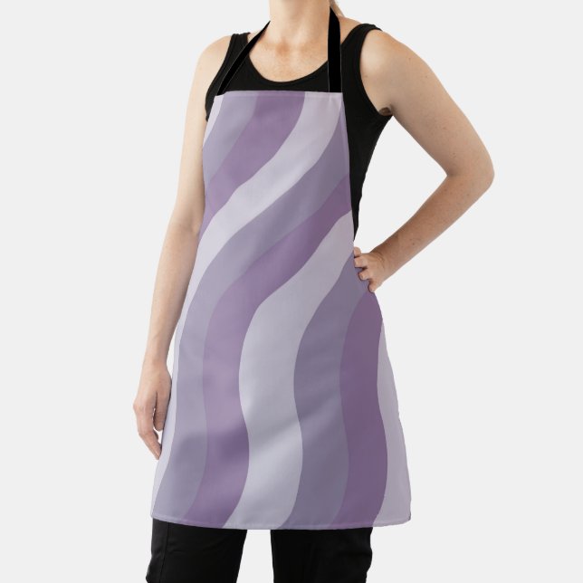 Purple Liquid Swirl Flow Groovy Stripe Y2K Pattern Apron (Insitu)