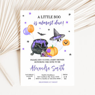 Purple Little Boo Ghost Baby Shower Invitation