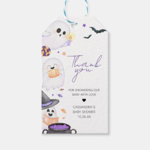 Purple Little Boo Halloween Baby Shower Favour Tag