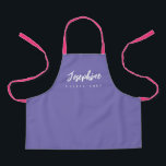 Purple Little Chef Script Name personalized Kids Apron<br><div class="desc">Make your little chef feel extra special with our Purple Little Chef Script Name Personalized Kids Apron. This apron is designed to provide a simple, chic, and elegant look, featuring stylish script typography for personalizing the name. The purple background colour adds a touch of vibrancy and fun, perfect for engaging...</div>