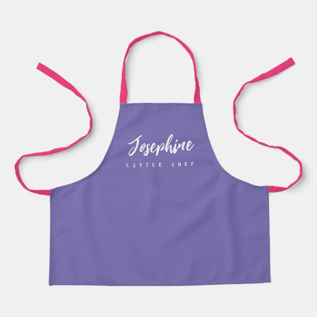 Purple Little Chef Script Name personalized Kids Apron (Front)