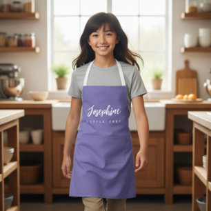 Purple Little Chef Script Name personalized Kids Apron