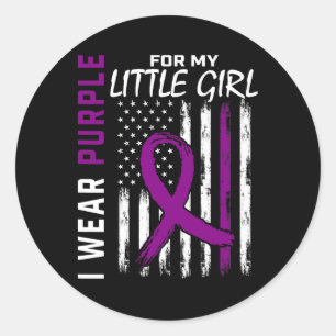 Purple Little Girl Daughter Epilepsy Awareness Ame Classic Round Sticker