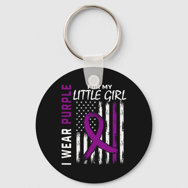 Purple Little Girl Daughter Epilepsy Awareness Ame Keychain (Front)