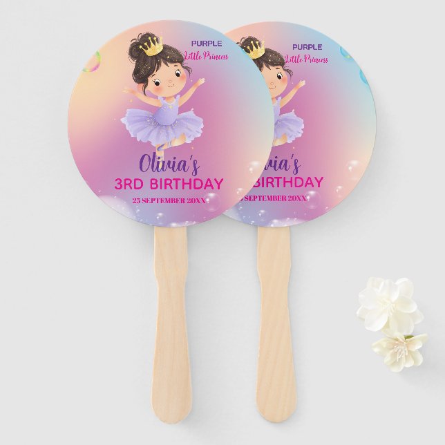 Purple Little Princess Ball Set of Fans (Front and Back)