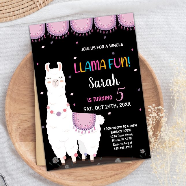 Purple Llama Fun Llama Birthday Invitations (Purple Llama Fun Llama Birthday Invitations)