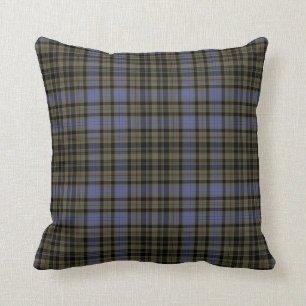 Purple Loden Green Black Tartan Plaid Throw Pillow