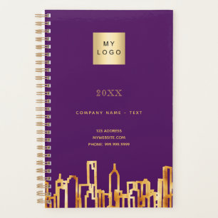 Purple logo gold city skyline business 2026 planner