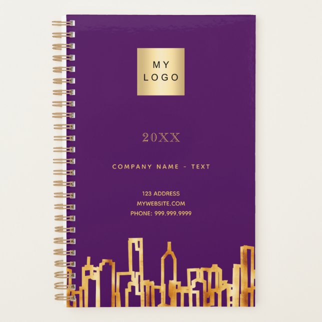 Purple logo gold city skyline business 2026 planner (Front)