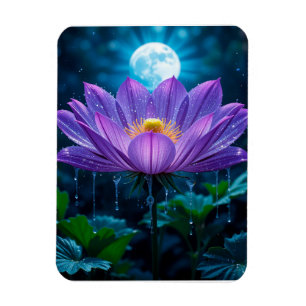 Purple Lotus Blossom Under Moonlit Magnet