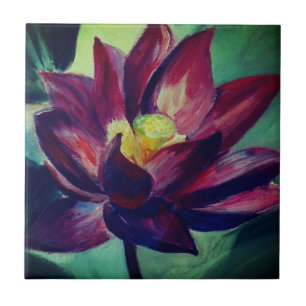 Purple Lotus Drawing Photo Tile