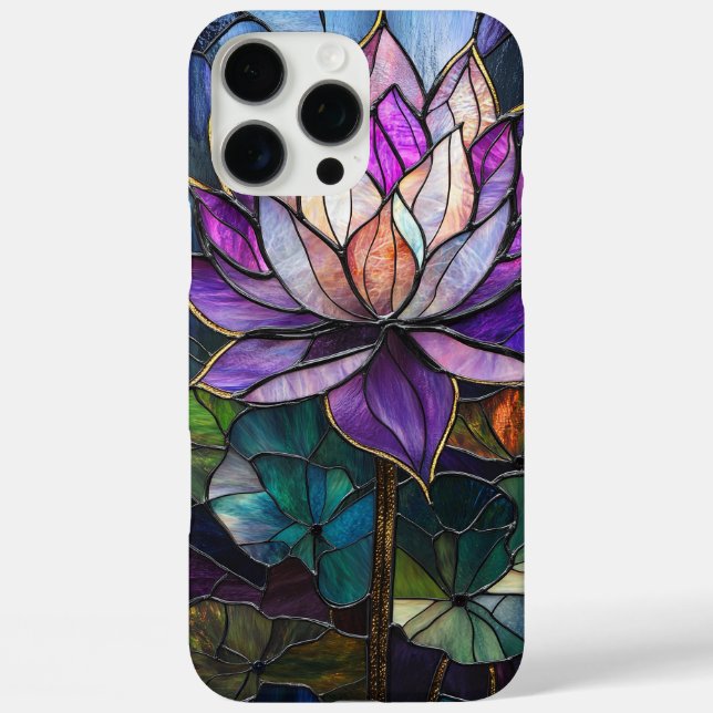 Purple Lotus Faux Stained Glass Design Case-Mate iPhone Case (Back)