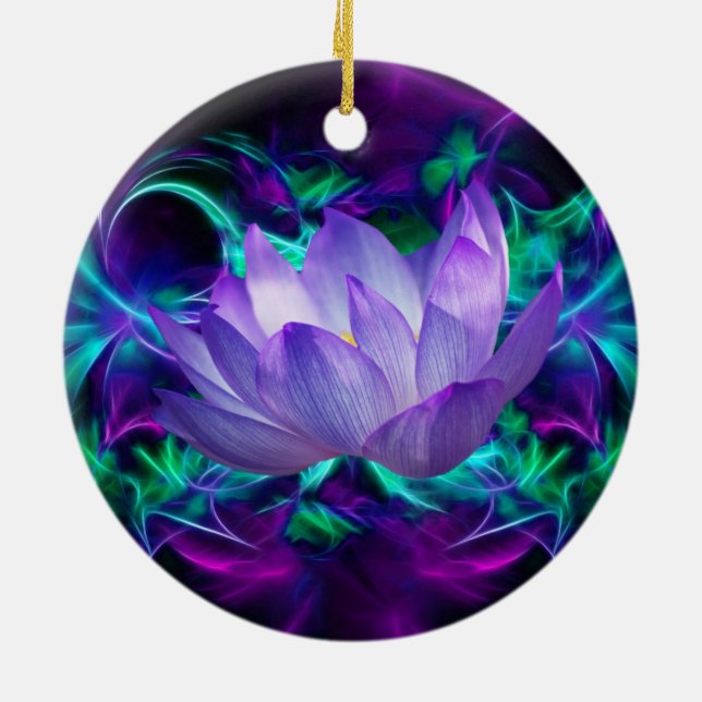 Purple lotus flower and its meaning ceramic ornament (Back)