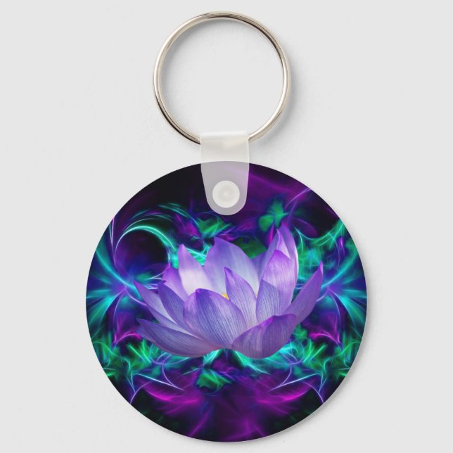 Purple lotus flower and its meaning keychain (Front)