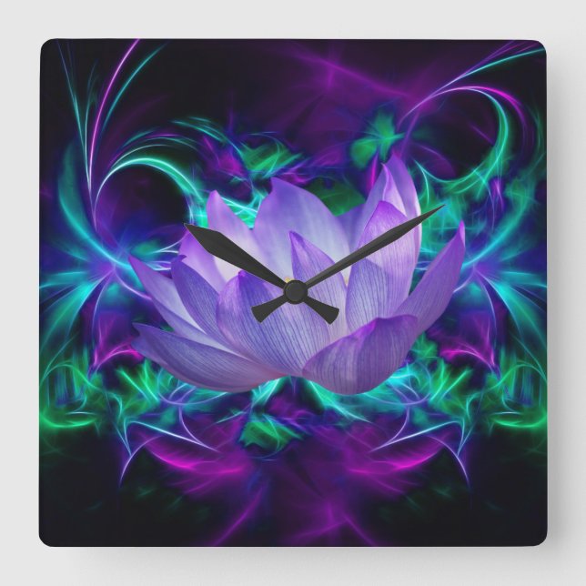 Purple lotus flower and its meaning square wall clock (Front)