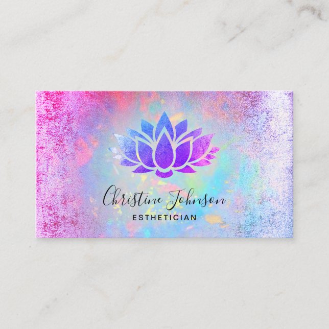 purple lotus flower design logo business card (Front)
