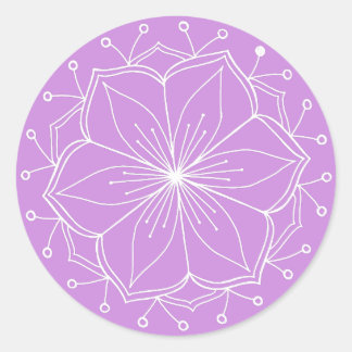 Purple Lotus Flower Mandala Classic Round Sticker