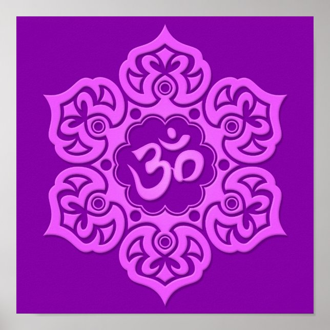 Purple Lotus Flower Om Poster (Front)