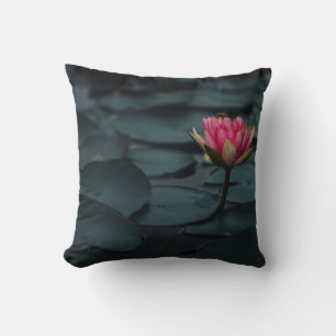 PURPLE LOTUS FLOWER ON WATER THROW PILLOW