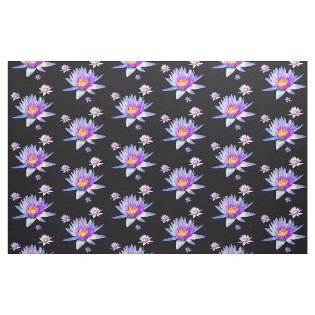 Purple Lotus Flower Pattern Fabric (Yard)