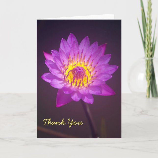 Purple Lotus Flower Thank You Card (Front)