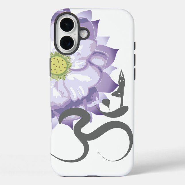 Purple Lotus Flower Yoga & Om/Aum Zen Calligraphy Case-Mate iPhone Case (Back)