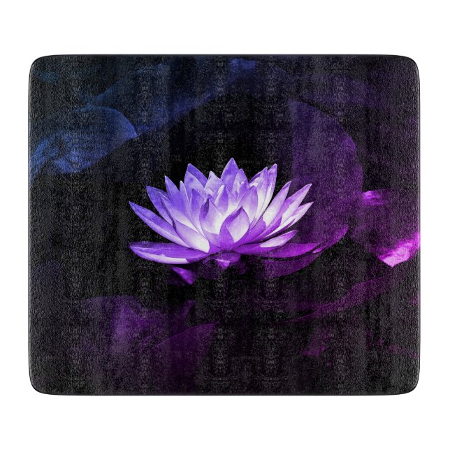 Purple Lotus Glass Cutting Board (Front)