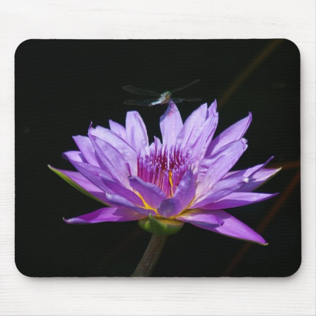 Purple Lotus Waterlily Dragonfly Playing Cards Mouse Pad (Front)