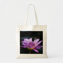 Purple Lotus Waterlily dragonfly tote bag