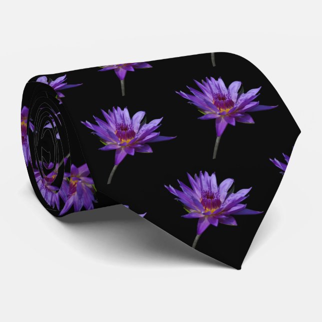 Purple Lotus Waterlily Tie (Rolled)