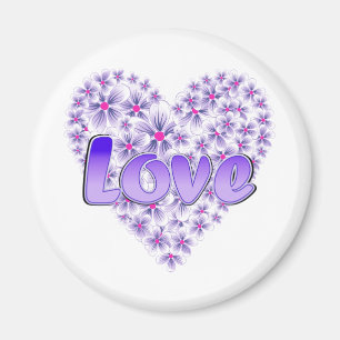 Purple Love and Daisies Magnet