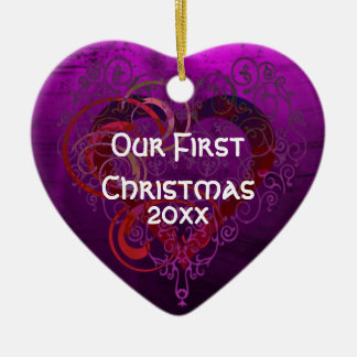 Purple Love Ceramic Ornament