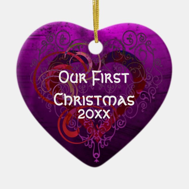 Purple Love Ceramic Ornament (Front)